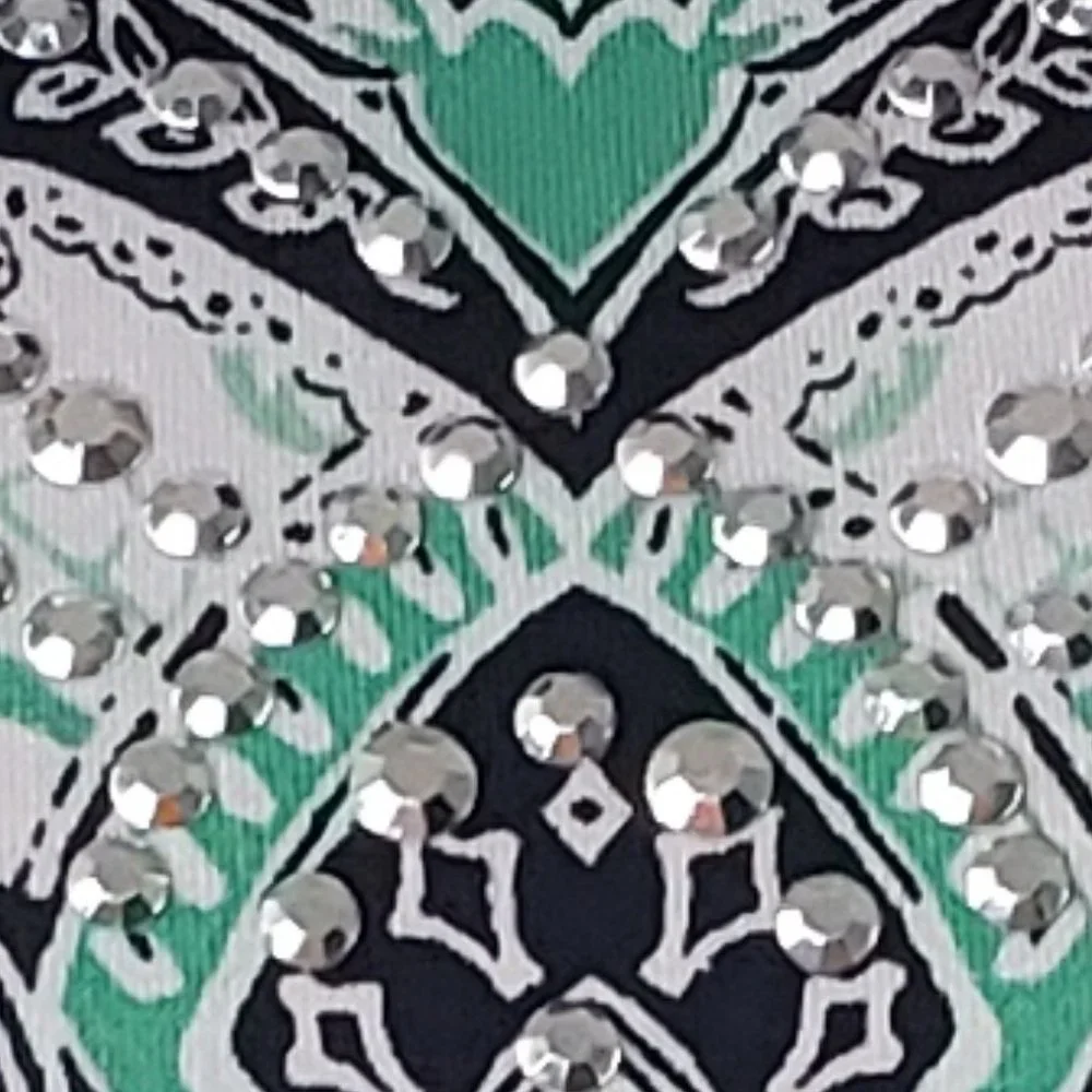 Valerie Stevens embellished top rhinestone stretch short sleeve asymmetr… - Picture 10 of 10